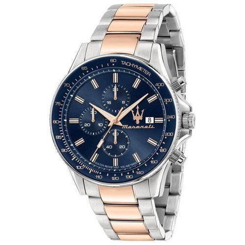 Load image into Gallery viewer, Maserati Sfida Chronograph Two Tone Stainless Steel Blue Dial Quartz R8873640012 100M Men&#39;s Watch
