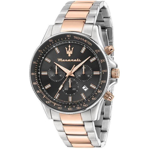 Load image into Gallery viewer, Maserati Stile Chronograph Two Tone Stainless Steel Black Dial Quartz R8873640021 100M Men&#39;s Watch
