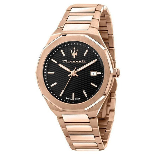 Load image into Gallery viewer, Maserati Stile Rose Gold Stainless Steel Black Dial Quartz R8873642007 100M Men&#39;s Watch
