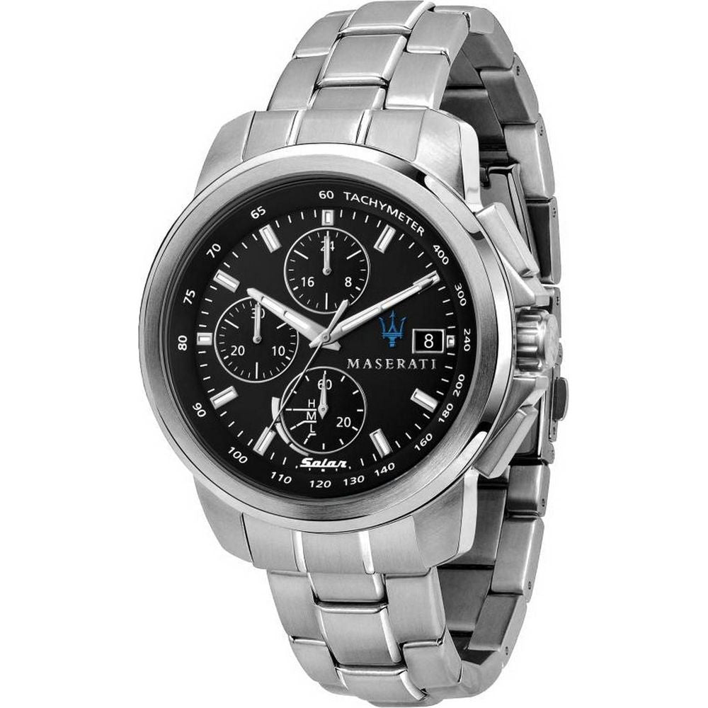 Maserati Successo Chronograph R8873645003 Men's Stainless Steel Solar Watch - Black Dial