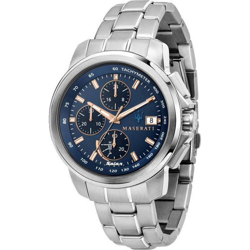 Load image into Gallery viewer, Maserati Successo Chronograph R8873645004 Men&#39;s Stainless Steel Solar Watch - Blue Dial
