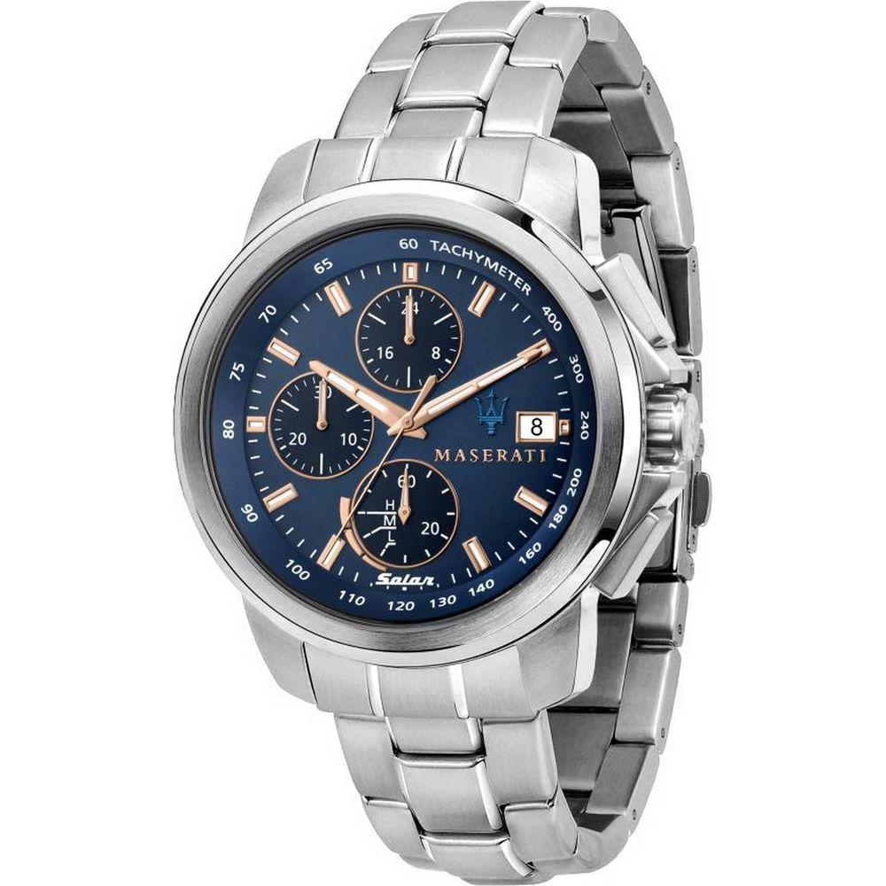 Maserati Successo Chronograph R8873645004 Men's Stainless Steel Solar Watch - Blue Dial