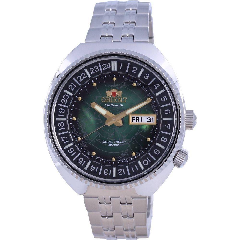 Orient World Map Revival Diver's Automatic RA-AA0E02E09C 200M Men's Watch - Green Dial Stainless Steel Bracelet