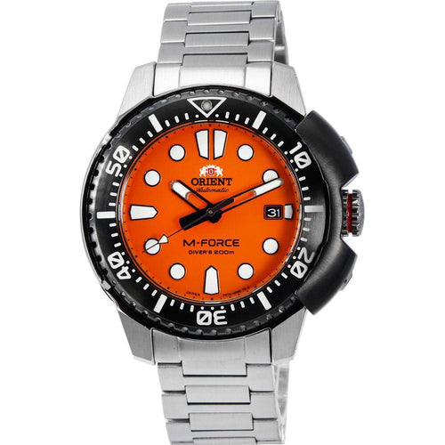 Load image into Gallery viewer, Orient M-Force AC0L Sports Stainless Steel Orange Dial Automatic Diver&#39;s RA-AC0L08Y00B 200M Men&#39;s Watch
