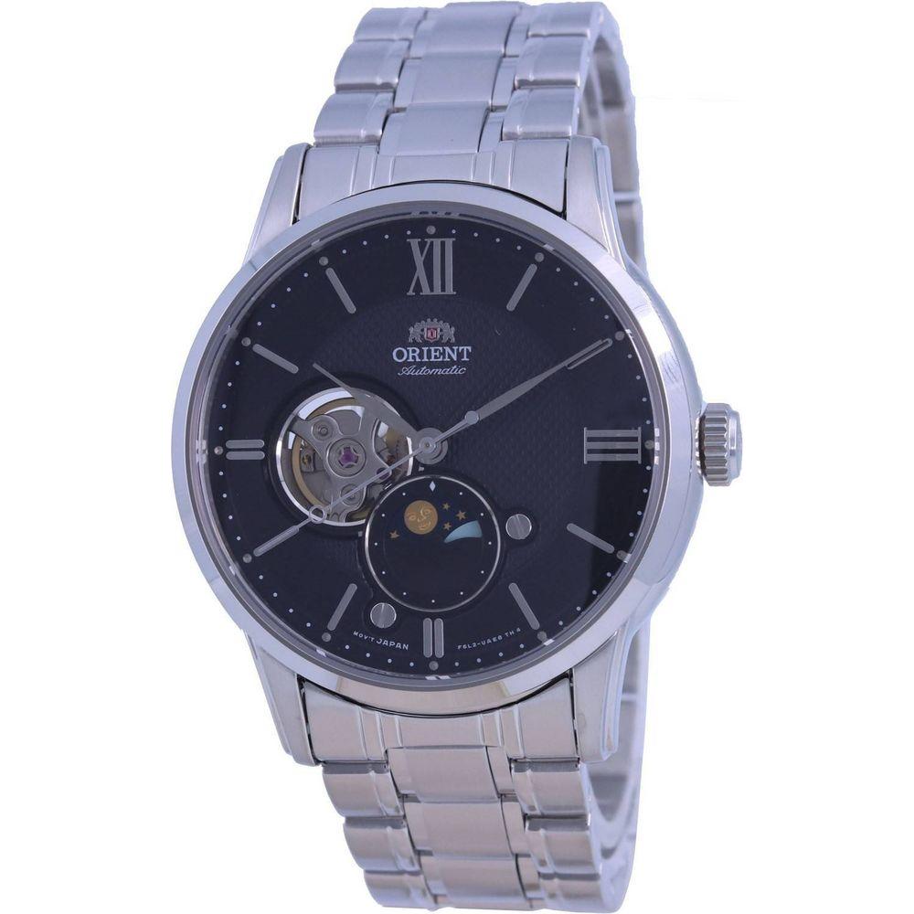 Orient Classic Sun & Moon Open Heart Automatic RA-AS0008B10B Men's Watch - Stainless Steel, Black Dial