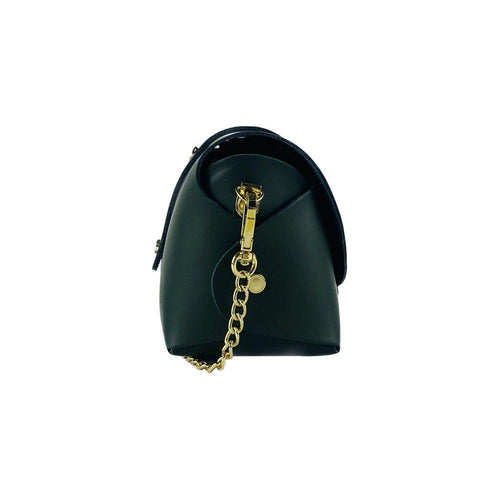 Load image into Gallery viewer, RB1001E | Borsa Piccola in Vera Pelle Made in Italy con Tracollina removibile e passante di chiusura in metallo Oro Lucido - Colore Verde - Dimensioni: cm 16,5 x 11 x 8-2
