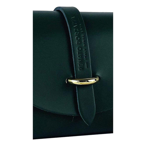 Load image into Gallery viewer, RB1001E | Borsa Piccola in Vera Pelle Made in Italy con Tracollina removibile e passante di chiusura in metallo Oro Lucido - Colore Verde - Dimensioni: cm 16,5 x 11 x 8-4
