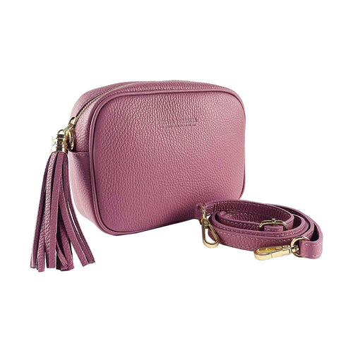 Load image into Gallery viewer, RB1007AZ | Tracollina  Donna in Vera Pelle Made in Italy.Tracolla removibile. Attacchi con moschettoni in metallo Oro Lucido - Colore Rosa Antico - Dimensioni: cm 20 x 15 x 7-2
