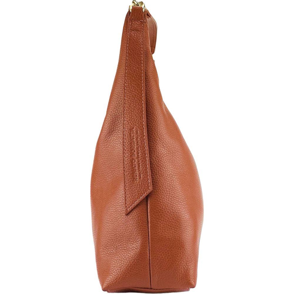 RB1017AM | Borsa Donna a spalla Morbida in Vera Pelle Made in Italy con manico singolo e tracolla removibile. Attacchi con moschettoni in metallo Oro Lucido - Colore Paprika - Dimensioni: cm 36 x 40 x 13-3