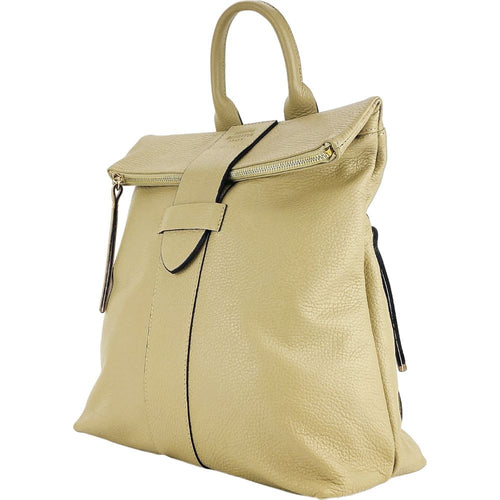 Load image into Gallery viewer, RB1021AL | Zaino Donna Morbido in Vera Pelle Made in Italy con Spallacci regolabili. Chiusura lampo e Accessori in metallo Oro Lucido - Colore Beige - Dimensioni: cm 30 x 34 x 10,5-1
