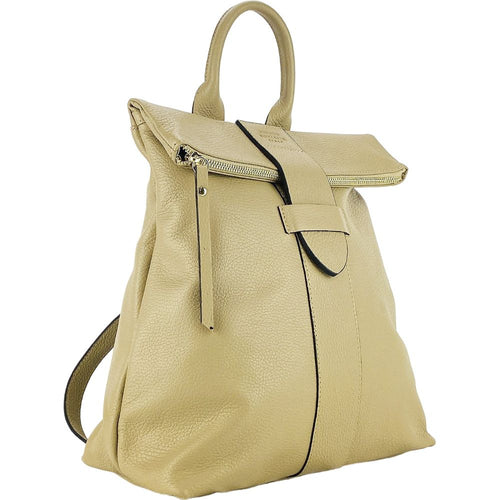 Load image into Gallery viewer, RB1021AL | Zaino Donna Morbido in Vera Pelle Made in Italy con Spallacci regolabili. Chiusura lampo e Accessori in metallo Oro Lucido - Colore Beige - Dimensioni: cm 30 x 34 x 10,5-0
