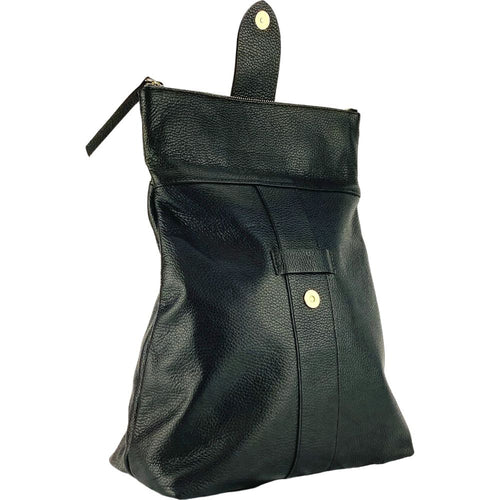 Load image into Gallery viewer, RB1021A | Zaino Donna Morbido in Vera Pelle Made in Italy con Spallacci regolabili. Chiusura lampo e Accessori in metallo Oro Lucido - Colore Nero - Dimensioni: cm 30 x 34 x 10,5-6
