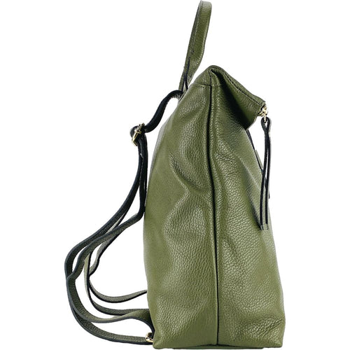 Load image into Gallery viewer, RB1021E | Zaino Donna Morbido in Vera Pelle Made in Italy con Spallacci regolabili. Chiusura lampo e Accessori in metallo Oro Lucido - Colore Verde - Dimensioni: cm 30 x 34 x 10,5-3
