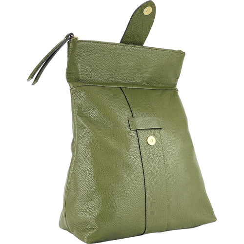 Load image into Gallery viewer, RB1021E | Zaino Donna Morbido in Vera Pelle Made in Italy con Spallacci regolabili. Chiusura lampo e Accessori in metallo Oro Lucido - Colore Verde - Dimensioni: cm 30 x 34 x 10,5-6
