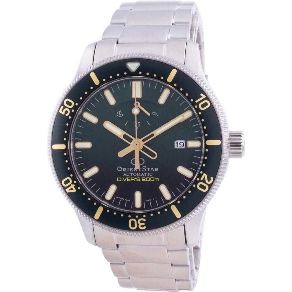Orient Star Automatic Diver's RE-AU0307E00B Japan Made 200M Men's Watch - Green Dial Stainless Steel Bracelet