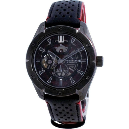 Load image into Gallery viewer, Introducing the Orient Star Avant Garde Skeleton Automatic RE-AV0A03B00B Men&#39;s Watch - Black Leather Strap Replacement for Men
