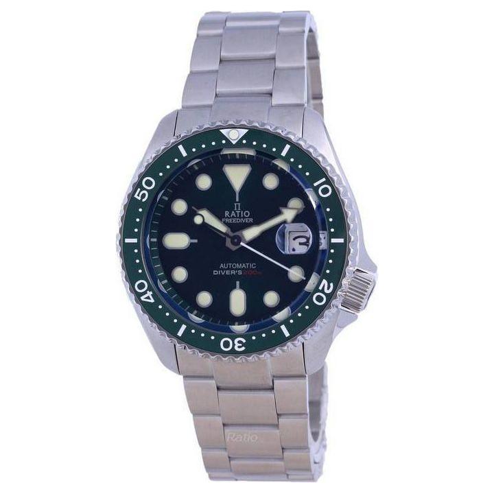 Ratio FreeDiver RTB205 Men's Stainless Steel Automatic Watch - Green Dial