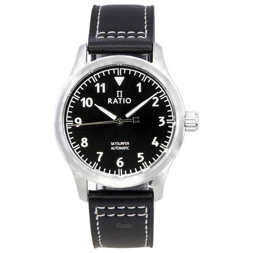 Load image into Gallery viewer, Ratio Skysurfer Pilot Black Sunray Dial Leather Automatic RTS305 200M Men&#39;s Watch
