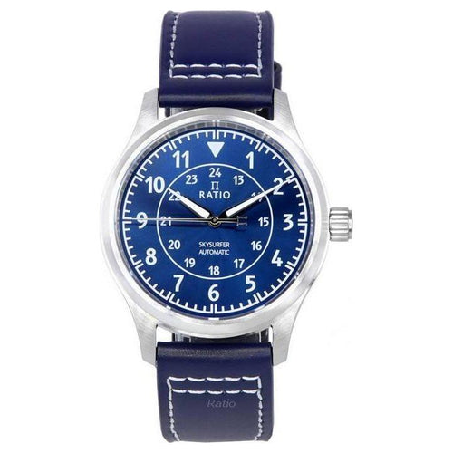 Load image into Gallery viewer, Ratio Skysurfer Pilot Blue Sunray Dial Leather Automatic RTS309 200M Men&#39;s Watch
