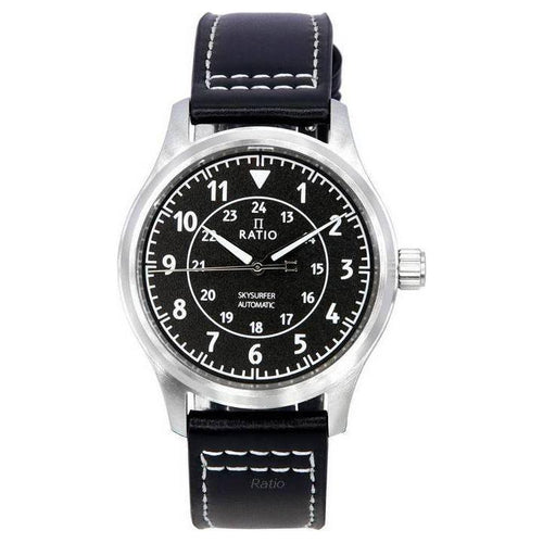 Load image into Gallery viewer, Ratio Skysurfer Pilot Black Textured Dial Leather Automatic RTS310 200M Men&#39;s Watch
