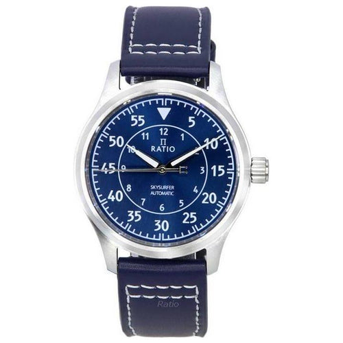 Load image into Gallery viewer, Ratio Skysurfer Pilot Blue Sunray Dial Leather Automatic RTS318 200M Men&#39;s Watch
