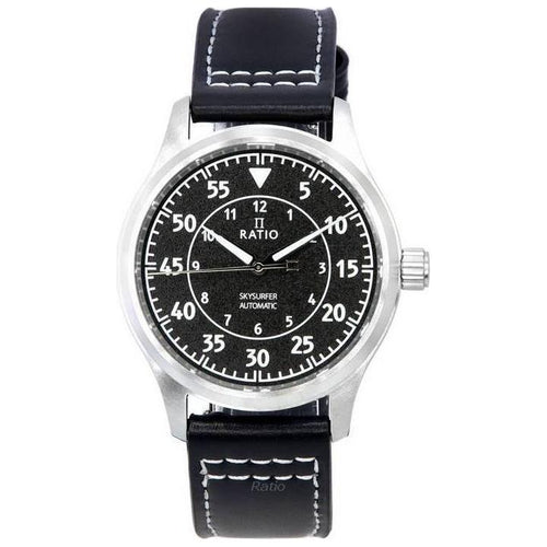 Load image into Gallery viewer, Ratio Skysurfer Pilot Black Textured Dial Leather Automatic RTS320 200M Men&#39;s Watch
