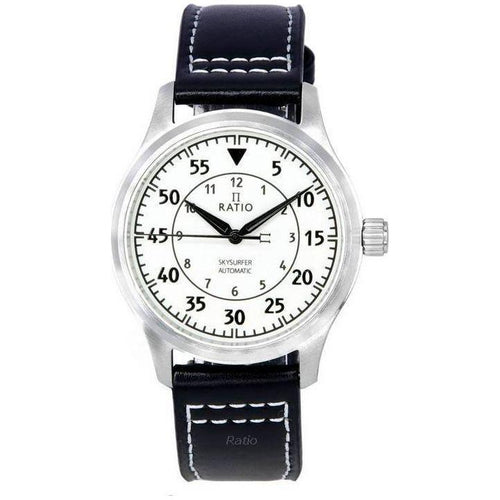 Load image into Gallery viewer, Ratio Skysurfer Pilot Full Luminous Dial Leather Automatic RTS324 200M Men&#39;s Watch - Black

