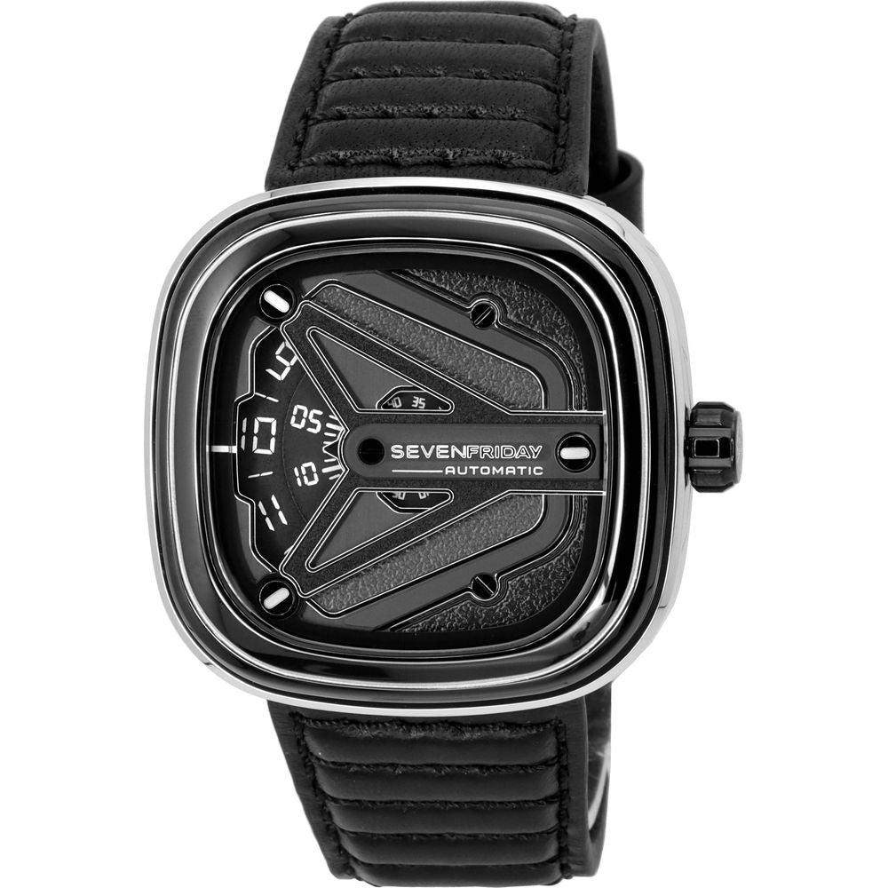 Sevenfriday M-Series Chrome Automatic M3/08 SF-M3-08 Men's Watch - Sleek Stainless Steel Timepiece with Black Dial