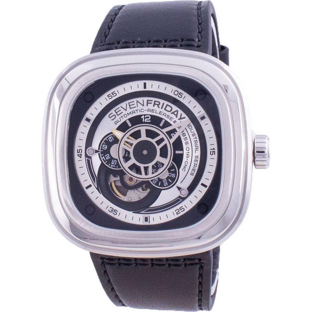 Sevenfriday P-Series Automatic P1B/01 SF-P1B-01 Men's Watch - Black Leather Strap Replacement