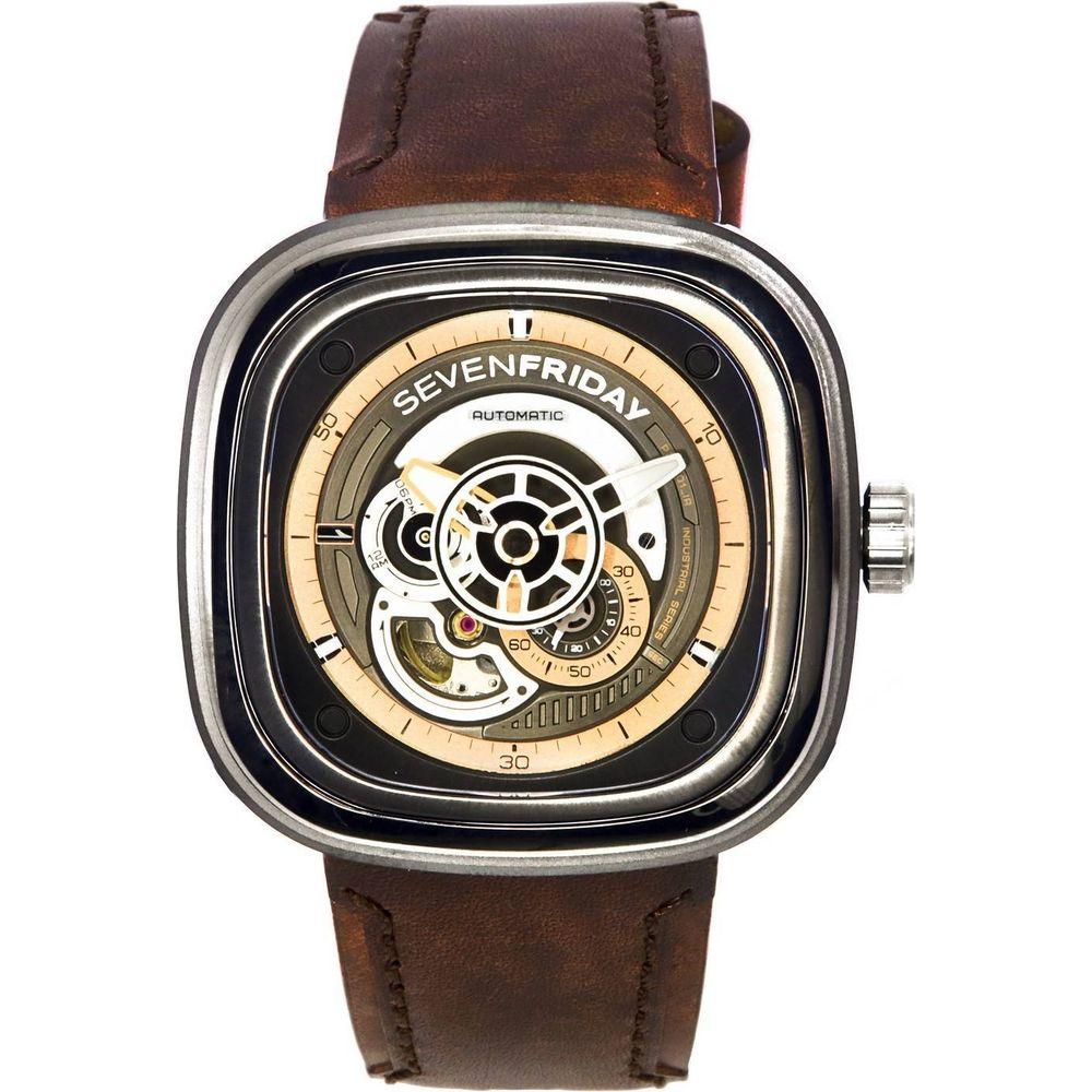 Sevenfriday P2C/01 Men's Walnut Brown Leather Watch Strap - Elegant Replacement Band for a Timeless Timepiece