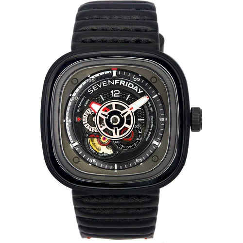 Load image into Gallery viewer, Sevenfriday P-Series Automatic Power Reserve P3C/06 SF-P3C-06 Men&#39;s Watch - Black Leather Strap
