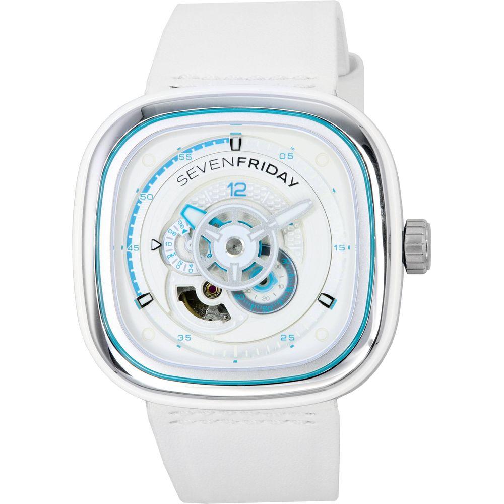 Sevenfriday P-Series Beach Club Automatic Men's Watch P3C/10 - White Dial, Blue Accents