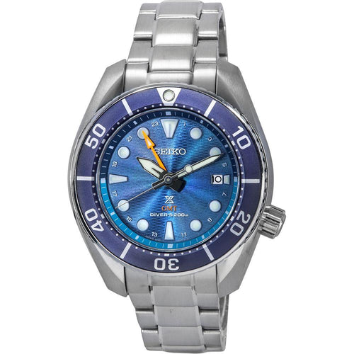 Load image into Gallery viewer, Seiko Prospex Sea Aqua Sumo GMT Blue Dial Solar Diver&#39;s SFK001J1 200M Men&#39;s Watch - Elegant Stainless Steel Solar-Powered GMT Diver&#39;s Watch for Men in Striking Blue
