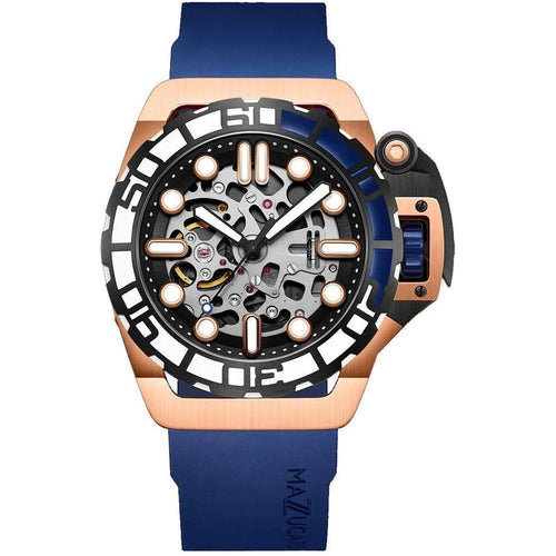 Load image into Gallery viewer, Mazzucato RIM Sub Blue and Rose Gold Skeleton Dial Automatic Dive SK2-RG 100M Men&#39;s Watch
