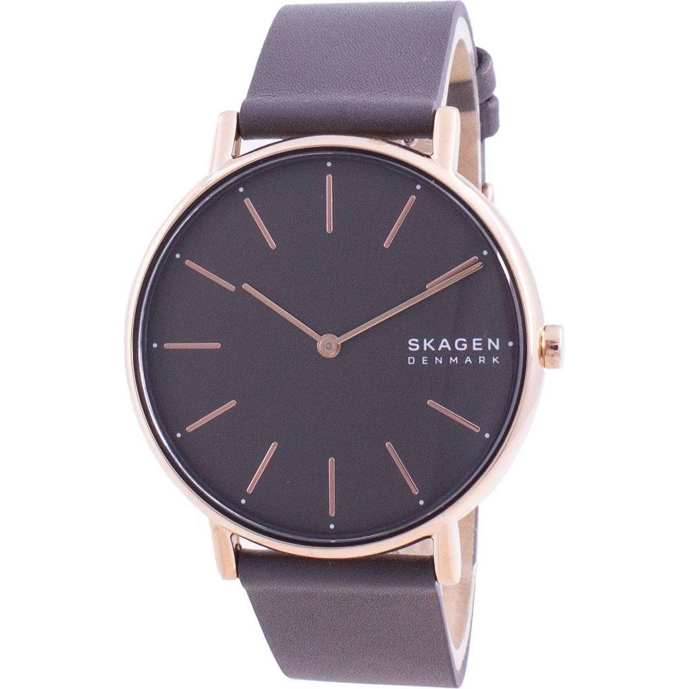 Skagen Signatur SKW2794 Women's Quartz Grey Dial Charcoal Leather Strap Watch - Elegant Replacement Band for Women's Watches in Charcoal Grey