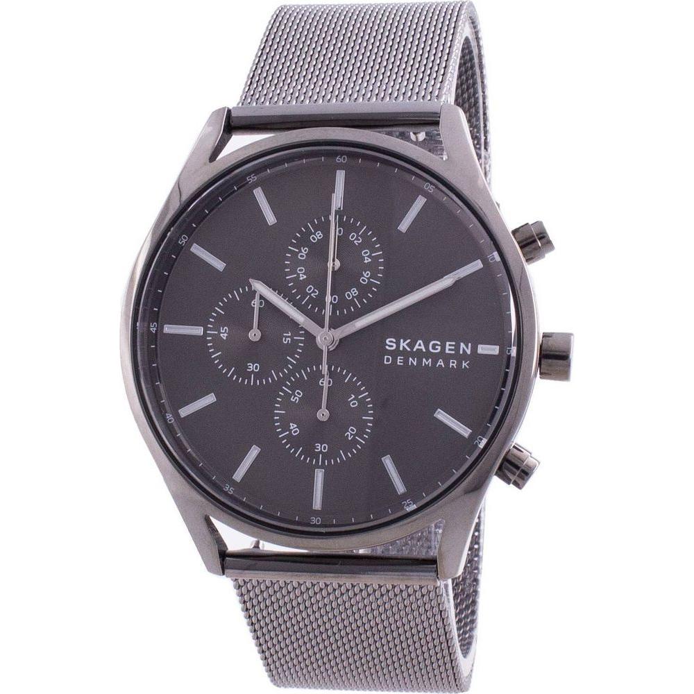 Skagen Holst Chronograph SKW6608 Men's Quartz Watch - Grey Dial, Stainless Steel Mesh Bracelet