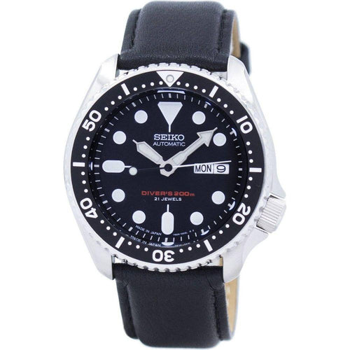 Load image into Gallery viewer, Seiko Men&#39;s SKX007J1-var-LS10 Automatic Diver&#39;s Black Leather Watch
