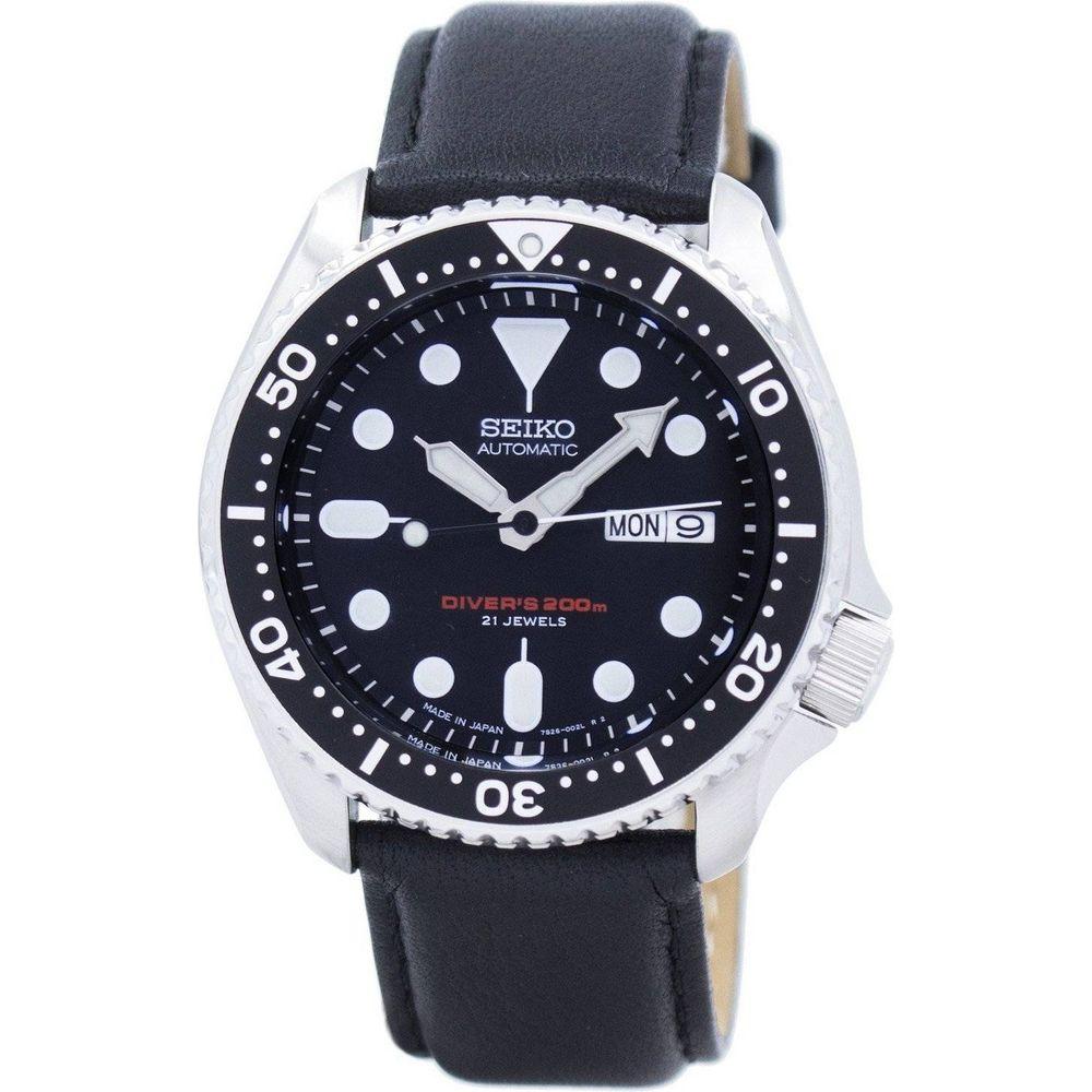 Seiko Men's SKX007J1-var-LS10 Automatic Diver's Black Leather Watch
