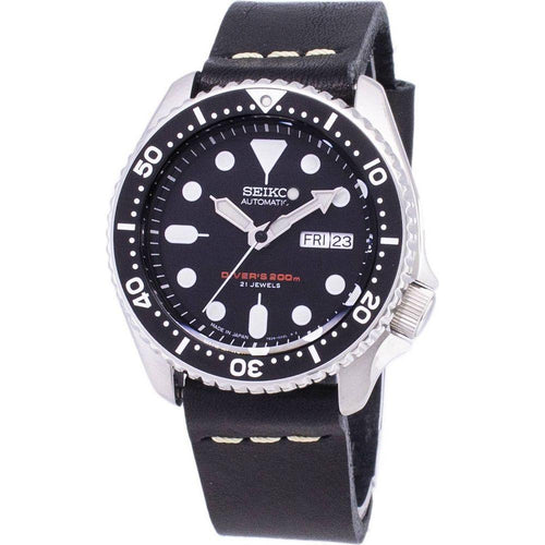 Load image into Gallery viewer, Seiko SKX007J1-var-LS14 Automatic Diver&#39;s 200M Japan Made Black Leather Strap Men&#39;s Watch - A Masterpiece of Japanese Craftsmanship
