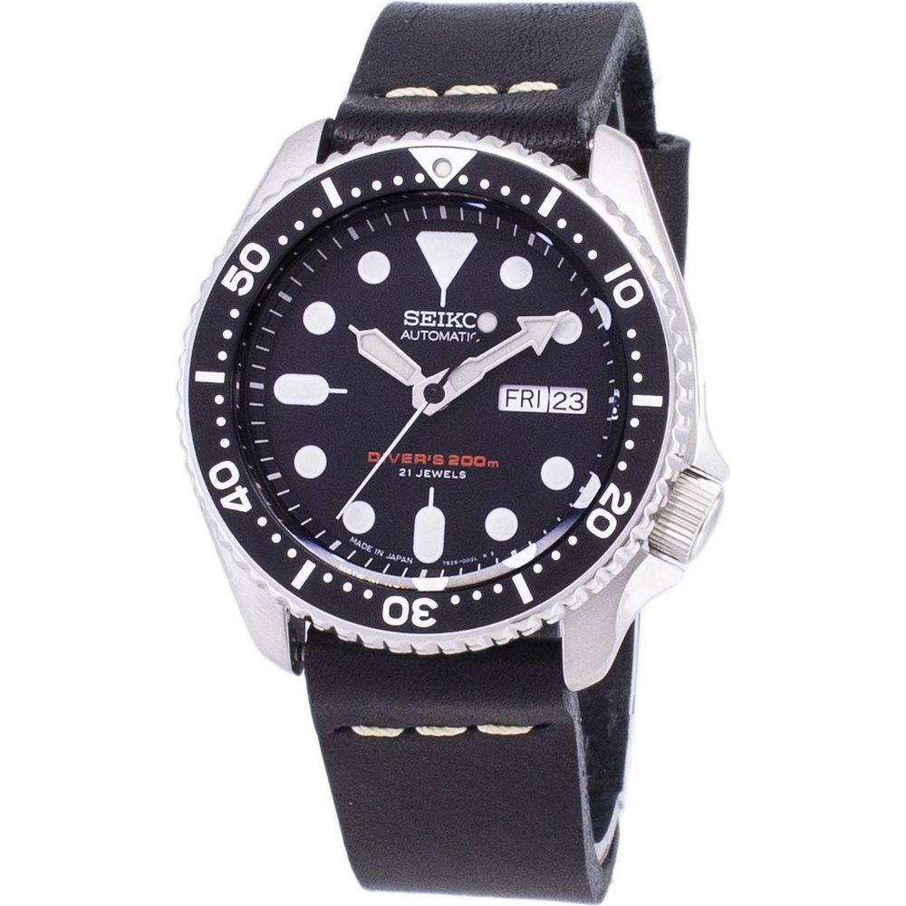 Seiko SKX007J1-var-LS14 Automatic Diver's 200M Japan Made Black Leather Strap Men's Watch - A Masterpiece of Japanese Craftsmanship