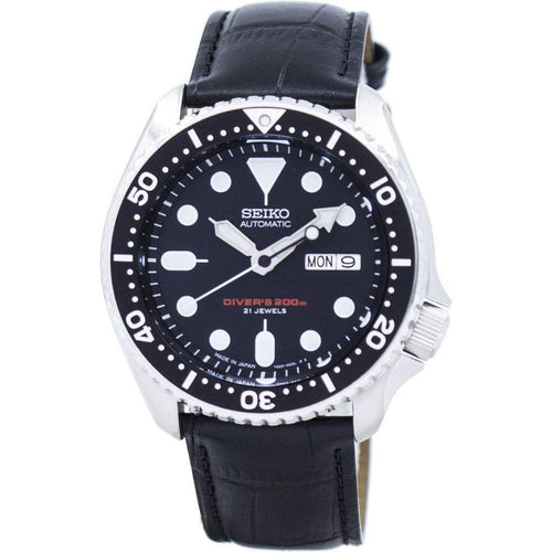 Load image into Gallery viewer, Seiko Men&#39;s SKX007J1-var-LS6 Automatic Diver&#39;s Black Leather Watch
