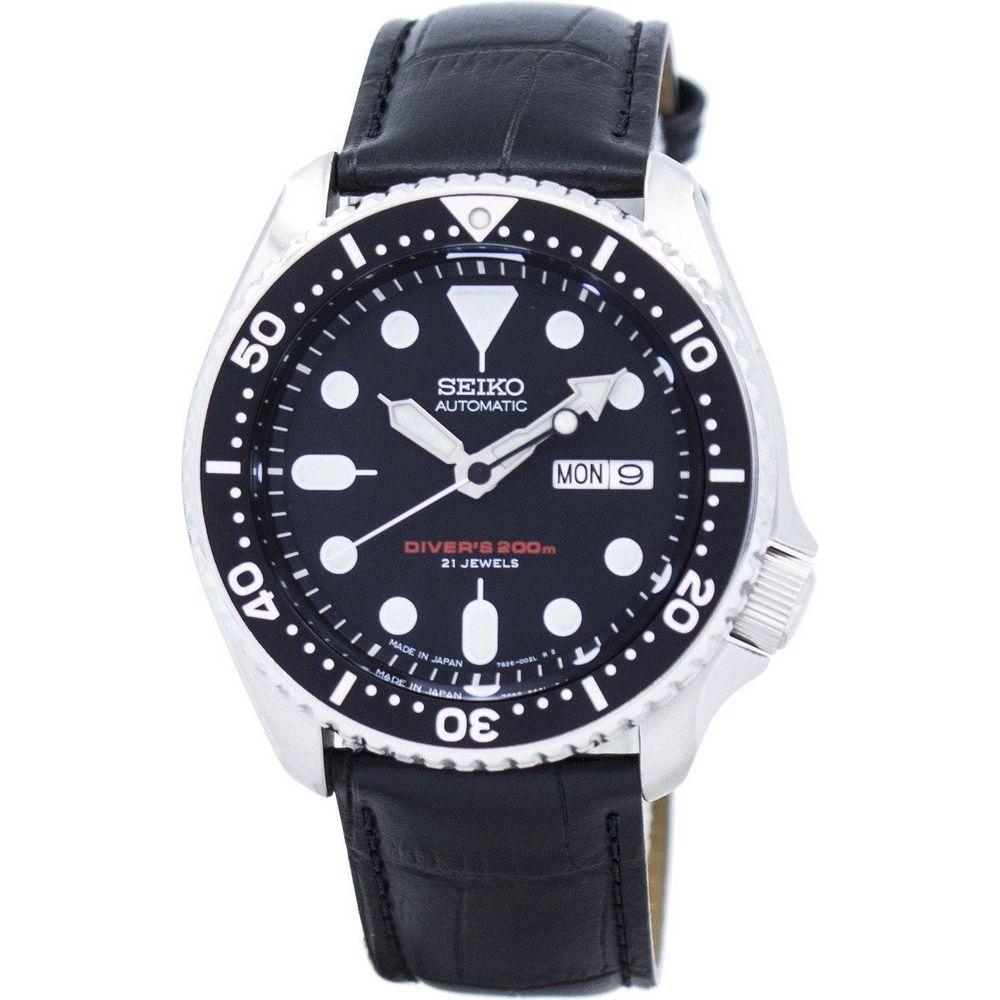 Seiko Men's SKX007J1-var-LS6 Automatic Diver's Black Leather Watch