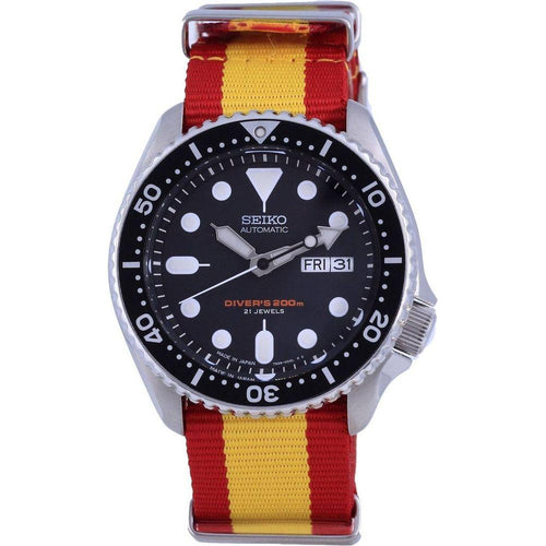Load image into Gallery viewer, Seiko SKX007J1 Japan Made Automatic Diver&#39;s Polyester Men&#39;s Watch - Spain National Flag Pattern Strap
