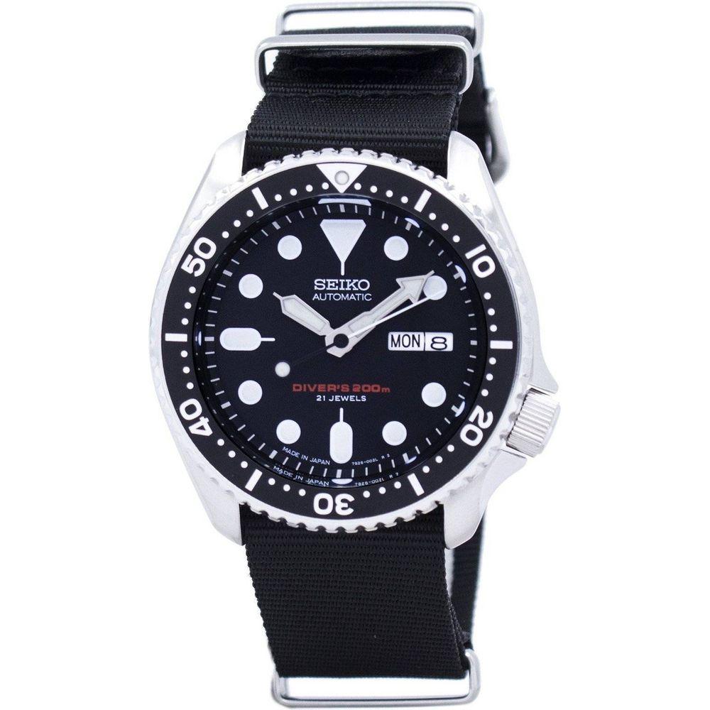 Seiko SKX007J1-var-NATO4 Men's Automatic Diver's 200M Black Dial NATO Strap Watch - The Ultimate Companion for Adventurous Men in Black