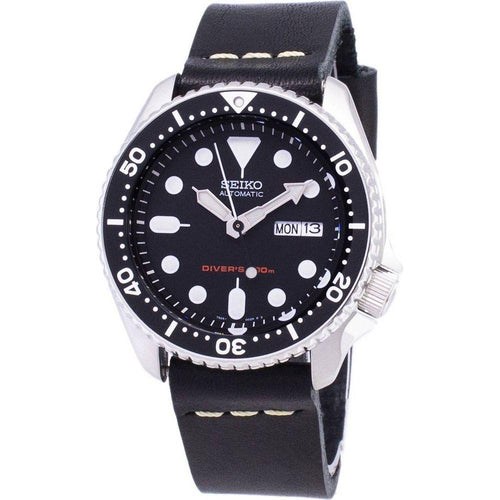 Load image into Gallery viewer, Seiko Men&#39;s SKX007K1-var-LS14 Automatic Diver&#39;s 200M Black Leather Strap Watch
