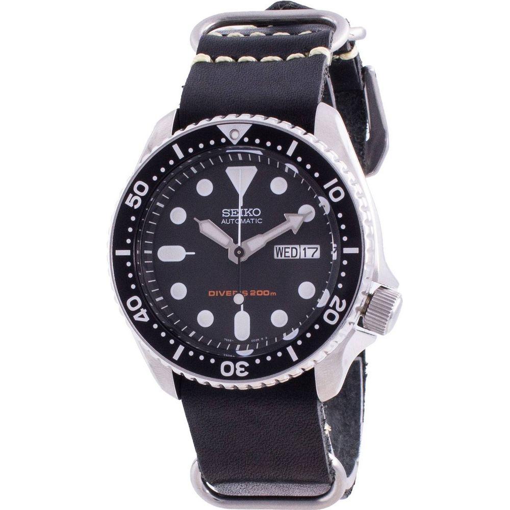 Seiko Discover More Automatic Diver's SKX007K1-var-LS19 200M Men's Watch - Black Leather Strap