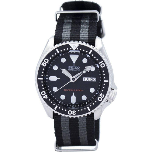 Load image into Gallery viewer, Seiko Men&#39;s Stainless Steel Automatic Diver&#39;s 200M Watch with Grey Black NATO Strap: The Ultimate Timepiece for Style and Adventure
