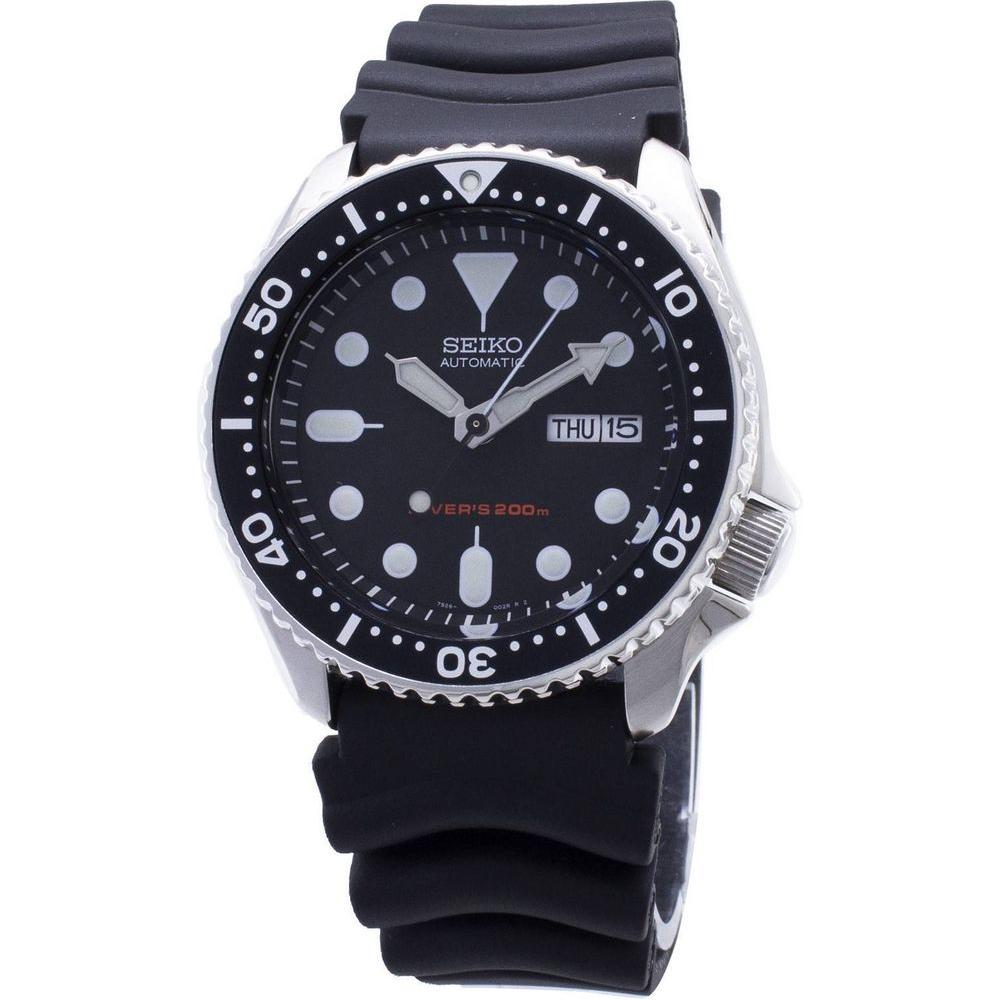 Seiko Men's SKX007K1 Automatic Diver Rubber Band Black Dial Watch