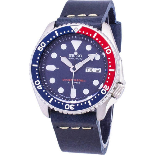 Load image into Gallery viewer, Seiko Dark Blue Leather Strap Replacement for Men&#39;s Diver&#39;s Watch

