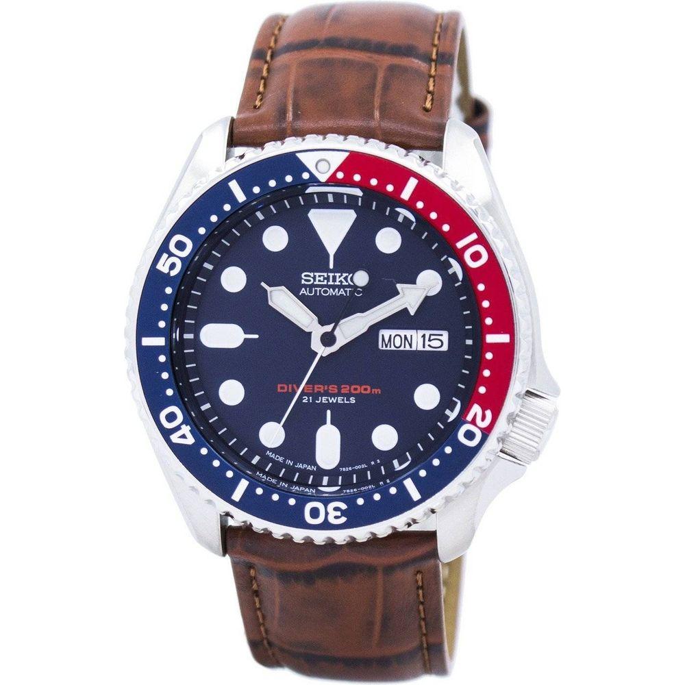 Seiko SKX009J1-var-LS7 Men's Automatic Diver's Brown Leather Watch